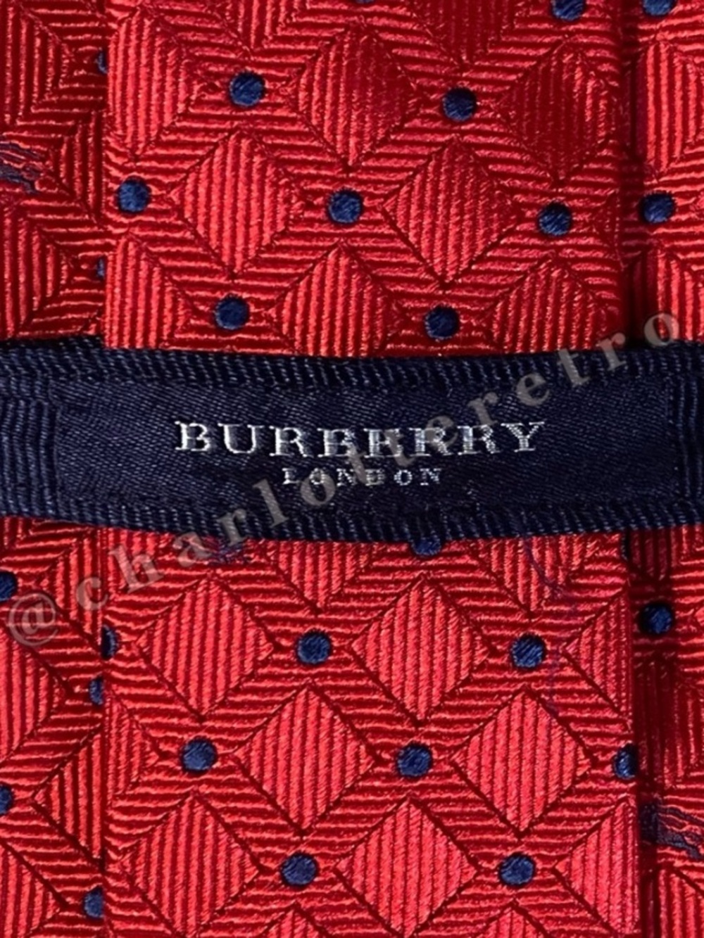 Burberry • Red & Navy Dot Silk Tie